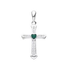 SANTORAL - Dije Cruz Corazón Brillos - Plata