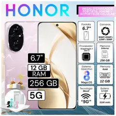 HONOR - Celular 200 12GB RAM 256GB 6.7" Pulg. MagicOS 8.0 - Rosa Coral