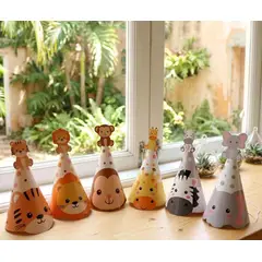 GENERICO - Gorros Para Fiesta Infantil - Cumpleaños safari -12 und.