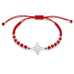 ESPIRAL ROJO - Pulsera Triqueta Celta Muranos - Hilo Rojo y Plata