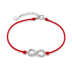 ESPIRAL ROJO - Pulsera Infinito Brillos - Plata