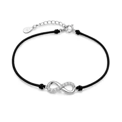 ESPIRAL ROJO - Pulsera Infinito Brillos - Plata