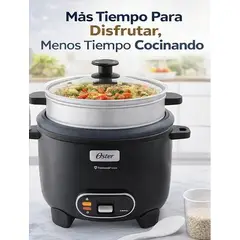 OSTER - Arrocera 15 Tazas 3 en 1 con Sofrito y Vaporera - Antiadherente DiamondForce CKSTRC15DFBLK