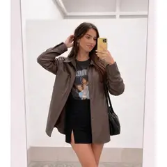 GENERICO - CAMISA CUERINA OVERSIZE DE MUJER