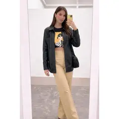 GENERICO - CAMISA CUERINA OVERSIZE DE MUJER