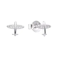 ESPIRAL ROJO - Aretes Avión Mini Brillos - Plata