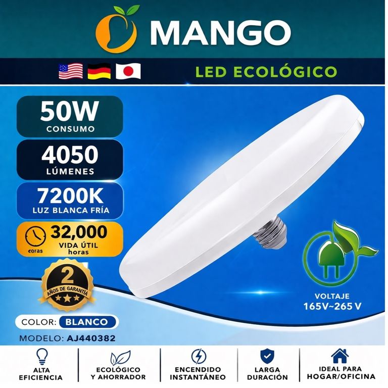 Panel LED 50W Luz Blanca Fría Alta Iluminación