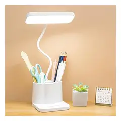 GENERICO - Lámpara de Escritorio LED Multifuncional 3 en 1 - Recargable, Organizador y Soporte Celular