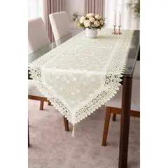 GENERICO - Camino de Mesa Elegante con Encaje 40x180 cm Diseño Fino en Poliéster