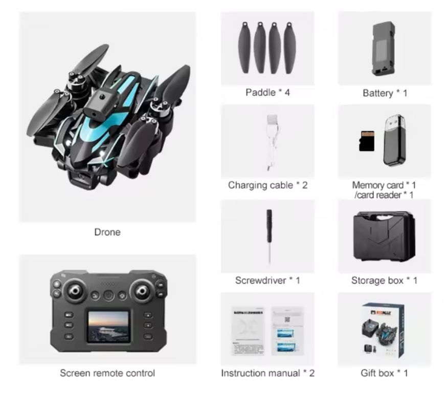 DRON K12 MAX CON PANTALLA 8K EVITACION DE OBSTACULOS NARANJA