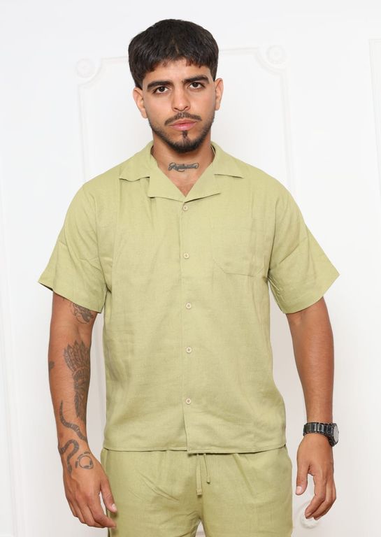 Camisa Dexmen Cubana Lino Verde