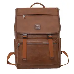 GENERICO - Mochila Cuero PU Hombre Mujer Unisex Mochila Negra Marron para Trabajo Universidad