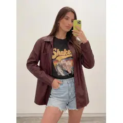 GENERICO - CAMISA CUERINA OVERSIZE DE MUJER