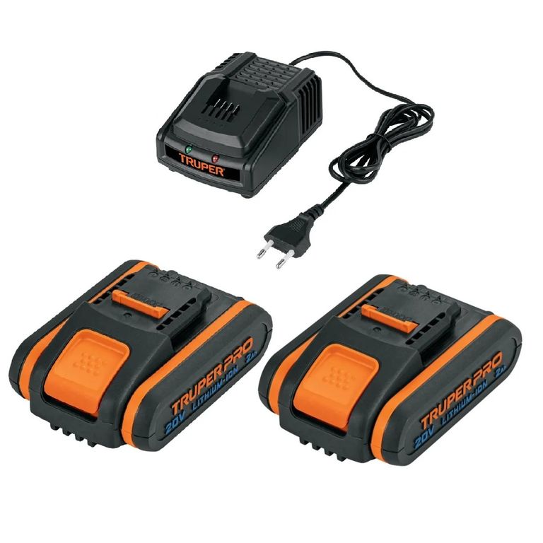 Combo 2 Baterías Ion Litio 20V, 2 Ah + Cargador PRO