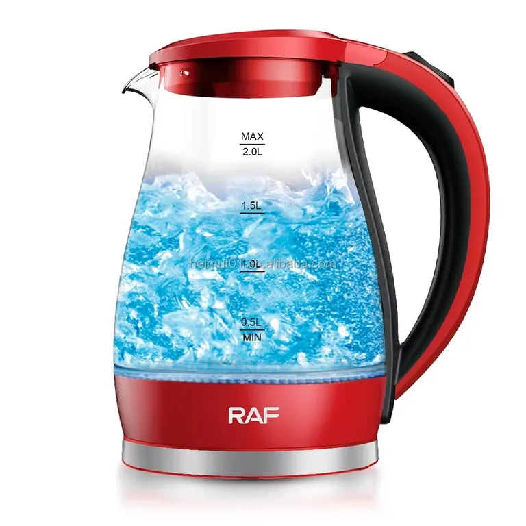 Hervidor Eléctrico RAF 2 Lts Vidrio 2000W R7820 Rojo