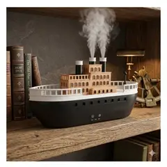GENERICO - Humidificador y Difusor de Aromas Diseño Barco de Vapor Clásico - Temporizador