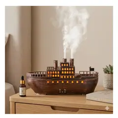 GENERICO - Humidificador y Difusor de Aromas Diseño Barco de Vapor Clásico - Temporizador