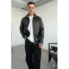 GENERICO - Casaca Efecto Cuero Hombre