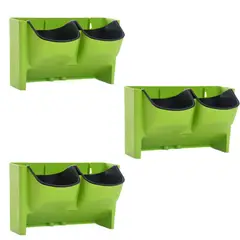 GENERICO - Pack de 3 Maceteros Dobles De Pared Verde