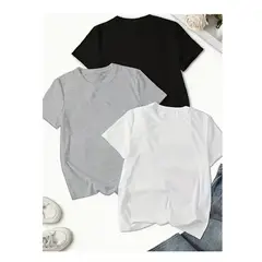 PEACE AND LOVE - Pack 3 Polos Manga Corta Blanco Negro Plomo Melange Unisex Hombre Mujer