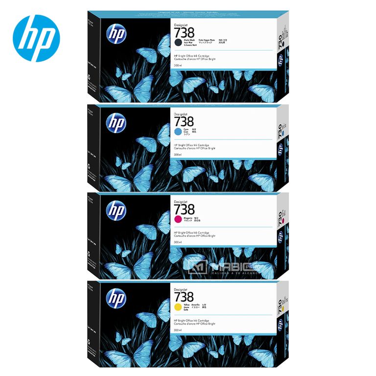 Pack 4 Tinta 738 DesignJet T850, T950 Original - 300ml