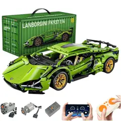 GENERICO - Carro LEGO Lamborghini a Control Remoto 1:14 con Luces LED RGB y App – 1314 Piezas