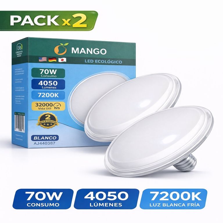 Pack x 2 Panel LED 70W MANGO Luz Blanca Fría 7200K 4050 Lúmenes
