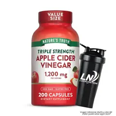 NATURE'S TRUTH - Vinagre De Manzana en cápsulas 1200 Mg - 200 Cápsulas + Shaker
