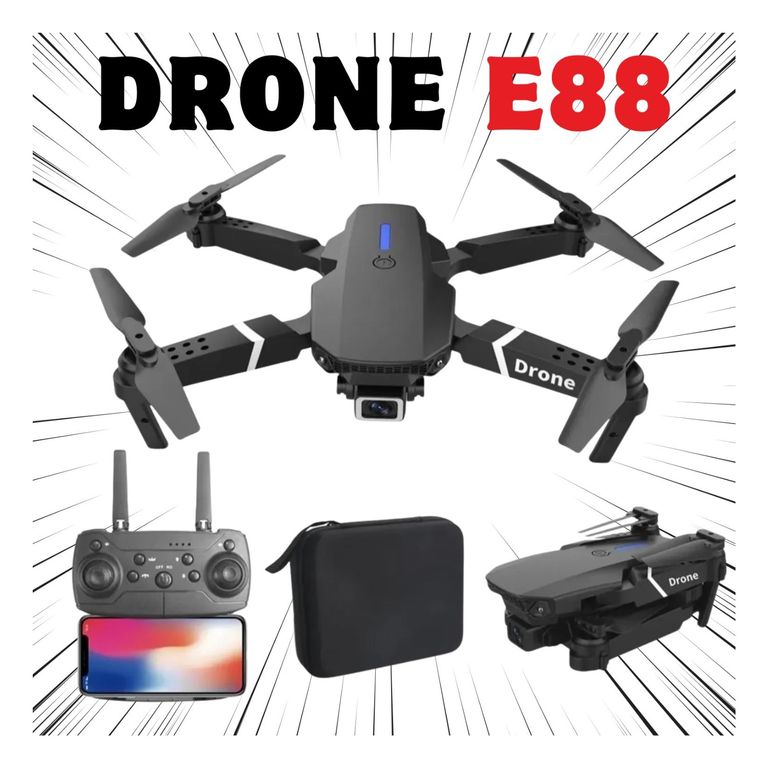 Drone E88 con Doble Cámara - Color Negro