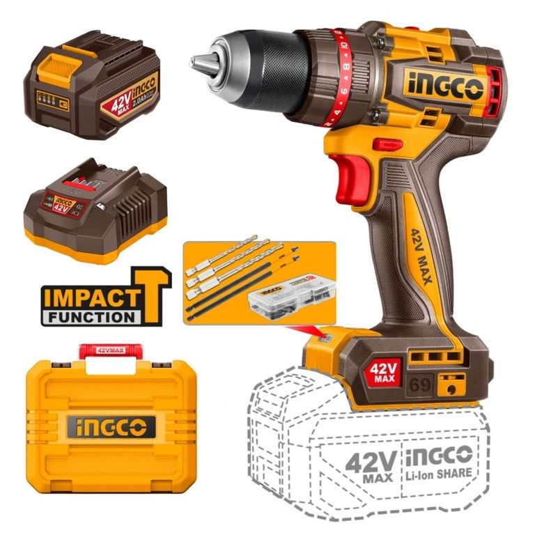 Taladro Percutor 42V 69Nm Brushless + Kit CIDLI426981