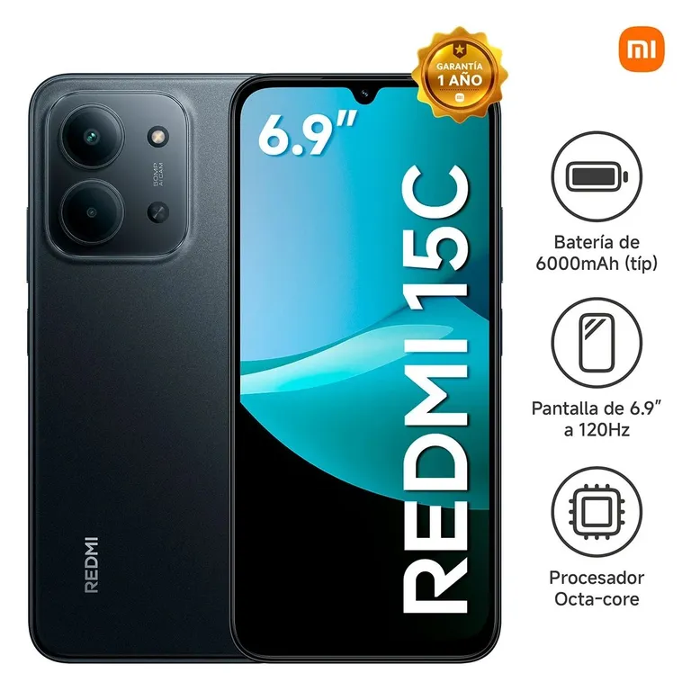 Smartphone Redmi 15C 4RAM 256GB 50MP - Negro