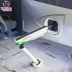 KOREANO SEGURIDAD E INNOVACION - RACK SOPORTE DE ESCRITORIO GAMING CON ILUMINACIÓN RGB Y RESORTE MECÁNICO PARA MONITOR 17 a 45 pulgadas GMK93-12L