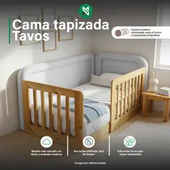 MUEBLES MACRUMO - Cama tapizada Tavos Gris Claro 15plz