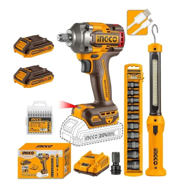 Llave De Impacto 12 20V 400Nm Brushless + Linterna Led