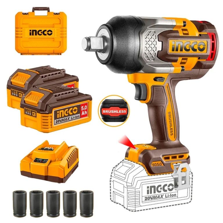 Llave de Impacto 34 20V 1050Nm Bl + 2 Bat CIWLI20105