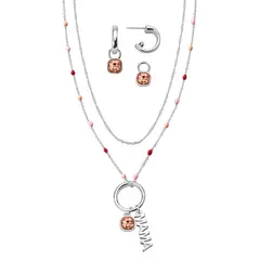 ESIKA - Set Collar + Aretes Pretty Mom - Feliz dia Mamá - Plateado - Brillo Fino Elegante