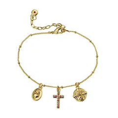 ESIKA - Hermosa y Delicada Pulsera FE DE AMOR Baño de Oro de 24k y cristales