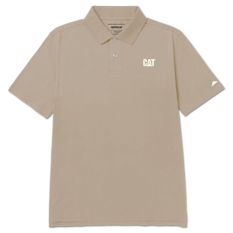 Polo Hombre Cat Logo Pique Beige