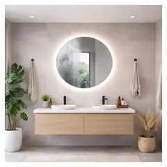 MAGIC - Espejo Led Circular - Luz Blanca - 60 cm x 60 cm - Botón Antiempaño Digital