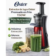 OSTER - Extractor de Jugos Prensado en Frío 150W Slow Juicer Más Nutrientes y Menos Espuma FPSTJE4000R
