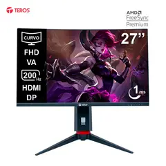 TEROS - Monitor Gamer Curvo TE-2788G 27 pulgadas FHD 200Hz 1ms VA FreeSync DP HDMI