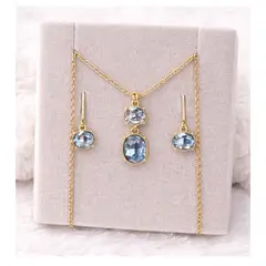 YANBAL - Set Collar + Aretes LEONORA - Baño de Oro de 24k - Brillo Fino Elegante