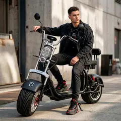 FUTUR - Moto Eléctrica REBEL de Litio, 50kmh, 45km, 2000W Negro