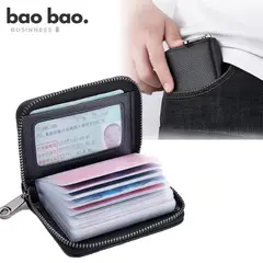 GENERICO - Tarjetero de Cuero PU Negro Portatarjetas 20 Tarjetas Billetera RFID para Hombre Mujer Unisex