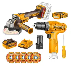 INGCO - Amoladora 20v + Taladro 12v