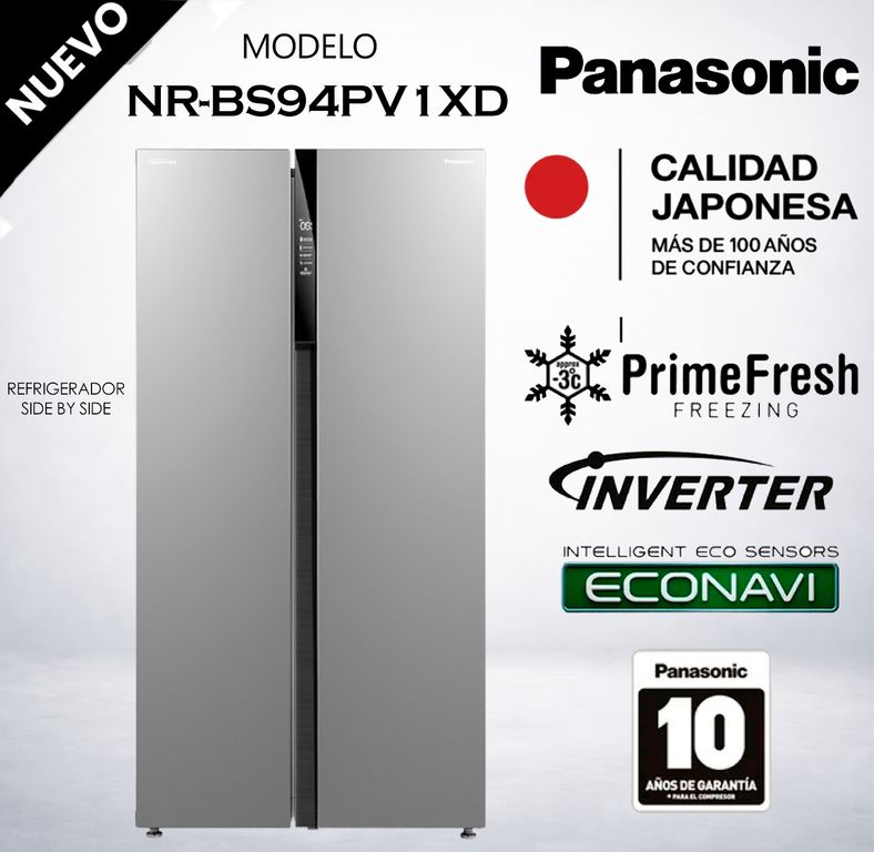 Refrigeradora side by side de 569 L con tecnología de refrigeración envolvente NR-BS94PV1XD