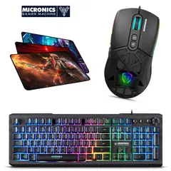 MICRONICS - Kit Gamer 3 en1 Teclado + Mouse + Pad Mouse