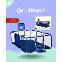 Baby - CORRAL PLEGABLE DE TELA COLOR AZUL - PREMIUN