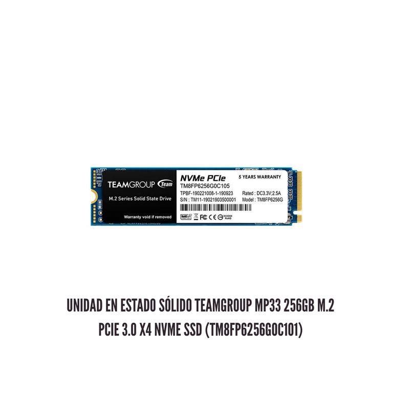 Unidad en Estado Sólido MP33 256GB M.2 PCIe 3.0 x4 NVMe SSD (TM8FP6256G0C101)