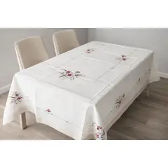 GENERICO - Mantel de Mesa Elegante Lino Bordado 150cmx250cm